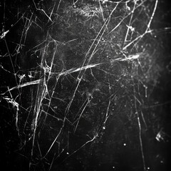 Poster - Abstract texture of cracked glass on a black surface, high angle, close-up, monochrome, dark and moody