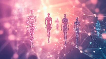 Fototapete - Exploring digital human concepts virtual reality space futuristic art abstract environment creative perspective