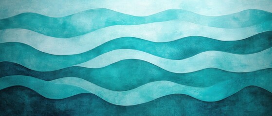 Poster - Abstract Turquoise Waves Background Texture in Horizontal Pattern Artistic Design Concept