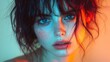 © Wahyu - Woman, portrait, studio, colorful lighting, beauty