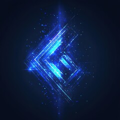 Poster - Abstract blue light trails form geometric shape on dark background digital art design element graphic resource