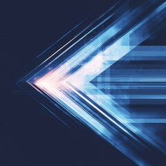Poster - Abstract Geometric Composition of Arrows and Lines in Blue and White Tones Modern Graphic Design