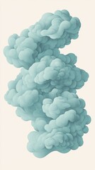 Poster - Abstract Cloud Formation in Teal Tones on Cream Background, Digital Art, Vertical Composition, Atmospheric Effect, Dreamy Aesthetic, Modern Art
