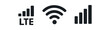 © Art Fusion - Black wireless signal icons with lte and wi-fi symbol on white background