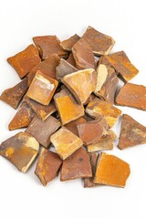 Poster - Pile of Rough Cut Jasper Stones on White Background Studio Shot Close Up Mineral Collection Gemstone Material