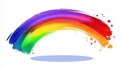 Poster - Vibrant Rainbow Paint Stroke on White Background Artistic Expression and Colorful Design Element for Creative Projects
