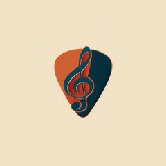 Poster - musical guitar pick design with treble clef.