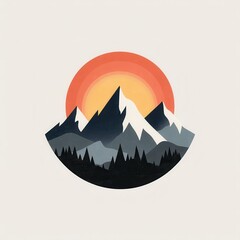 Poster - simple graphic design of mountains and sunset.