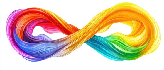 Poster - Abstract Infinity Symbol with Vibrant Rainbow Colors on White Background Studio Shot for Design and Illustration