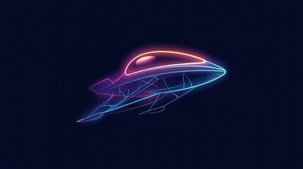 Poster - Futuristic neon outline design of a flying craft.