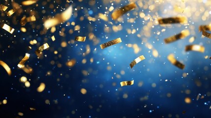 Poster - Golden Confetti Falling Celebration Background Abstract Angle Festive Style Event Party Decoration