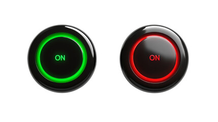 Aufkleber - Illuminated power buttons with green and red indicators against isolated transparent background