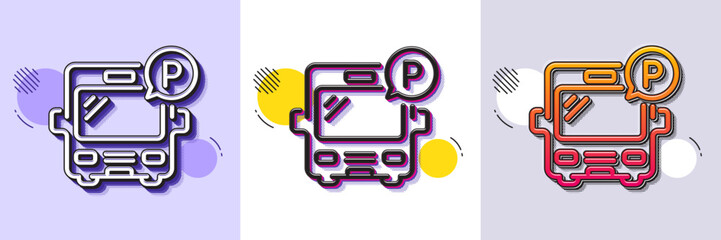 Poster - bus parking line icon. halftone dotted pattern. gradient icon with grain shadow. auto park sign. tra