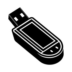 Poster - Illustration of a black usb drive with white accents on a white background in a simple vector style