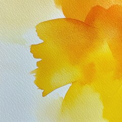 Poster - Abstract watercolor painting of golden yellow hues on textured paper close up view artistic brushstrokes and blending techniques creating a vibrant and warm composition