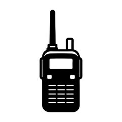 Poster - Illustration of a black walkie talkie with an antenna and a screen on a white background design vector