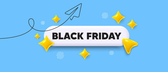 Poster - Black friday search bar. Share plane line icon. Black Friday Sale. Special offer price sign. Advertising Discounts symbol. Search button with 3d sparkles. Vector