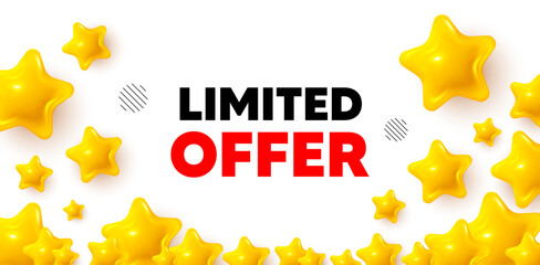 Poster - limited offer winner banner with 3d stars. golden stars banner. limited offer tag. special promo sig