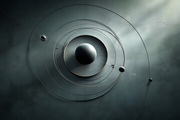 Wall Mural - Abstract cosmic artwork depicting a planetary system with dark, moody and serene atmosphere