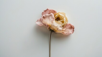 Poster - White background with cutout pressed flower