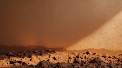 Poster - Clay wall structure set against a background of soil made from mud. Selective focus