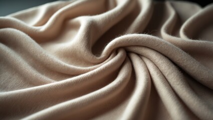 Poster - Macro shot of cashmere emphasizing smooth, fine fibers and a comfortable texture, with a gentle blurred background to accentuate its luxurious softness