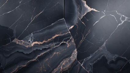Poster - Background of natural black marble design, dark grey marble texture, stone finish for ceramic wall and floor tiles.