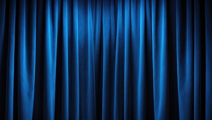 Poster - Material for theater background, blue velvet curtain