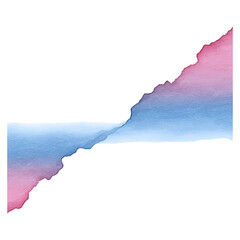 Poster - Abstract Colorful Watercolor Waves in Blue and Red Gradient Background, isolated on transparent background.