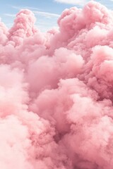 Wall Mural - pink clouds rising in sky vertical abstract view aerial perspective dreamy cotton candy texture fluf