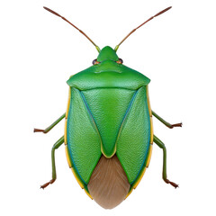 Poster - Detailed Close-Up of a Vibrant Green Insect with Colorful Features, isolated on transparent background.
