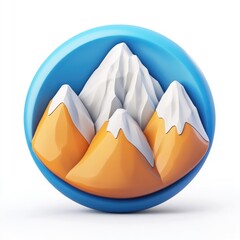Poster - A stylized, 3D icon representing a mountain range.