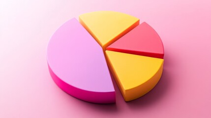 Poster - A colorful D pie chart with slices that appear to pop out, set against a contrasting background, showcasing data segments in a visually engaging way.