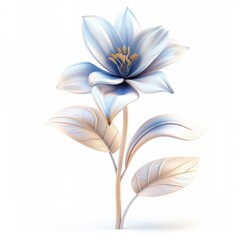 Poster - Exquisitely Detailed, Light Blue, 3D Rendered Floral Design.
