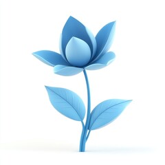 Poster - Light blue stylized cartoon flower against white background.