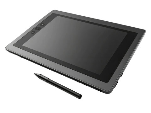 Wacom Cintiq tablet PNG, digital drawing tablet PNG, graphic designer tool PNG, professional stylus screen PNG, transparent background image