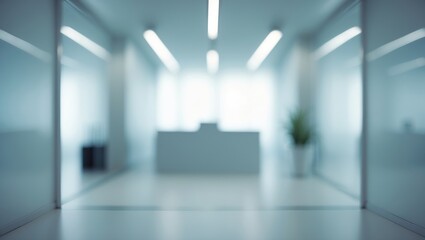 Fototapete - Stylish office corridor with warm, soft lighting