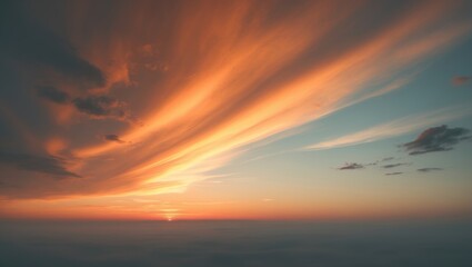 Wall Mural - enchanting dark orange sky with clouds, set in a natural environment