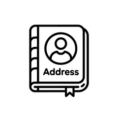 Leinwandbilder - A simple line icon depicts an address book with a person silhouette on the cover and the word Address written next to it