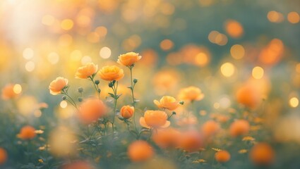 Poster - Abstract summer scene with orange tones and soft focus