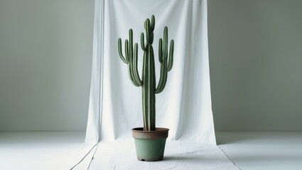 Poster - Small pot with a fairy castle cactus growing.