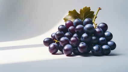Poster - Pure white backdrop highlighting black grapes as a natural, organic food source