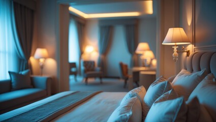 Aufkleber - Abstractly blurred bedroom interior backdrop