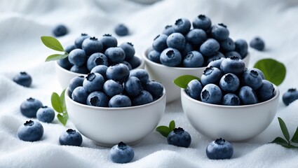 Poster - Healthy berry assortment in a bowl on a vibrant, leafy background