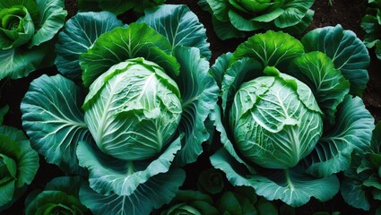 Poster - Organic cabbage harvest from outdoor farm, ideal for vegetarian diets