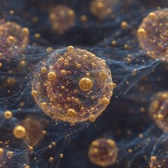 Poster - Complex Microscopic Structure of Interconnected Golden Spheres in a Dark Field of Woven Strands