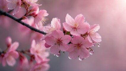 Poster - Vivid Pink Sakura Flowers Featuring Beautiful Bokeh