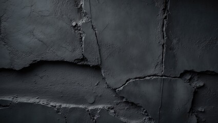 Poster - Black cement wall featuring damaged pattern texture