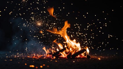 Aufkleber - Abstract Fire and Flare with Sparks on Black Background