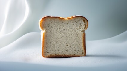 Poster - Macro view of toasted bread slice isolated on white backdrop